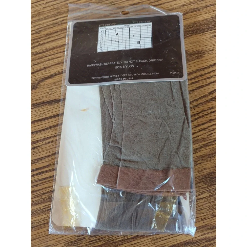 New Vintage Marianne Opaque Pantyhose Size B Olive Sheer To Waist SandalFoot‎